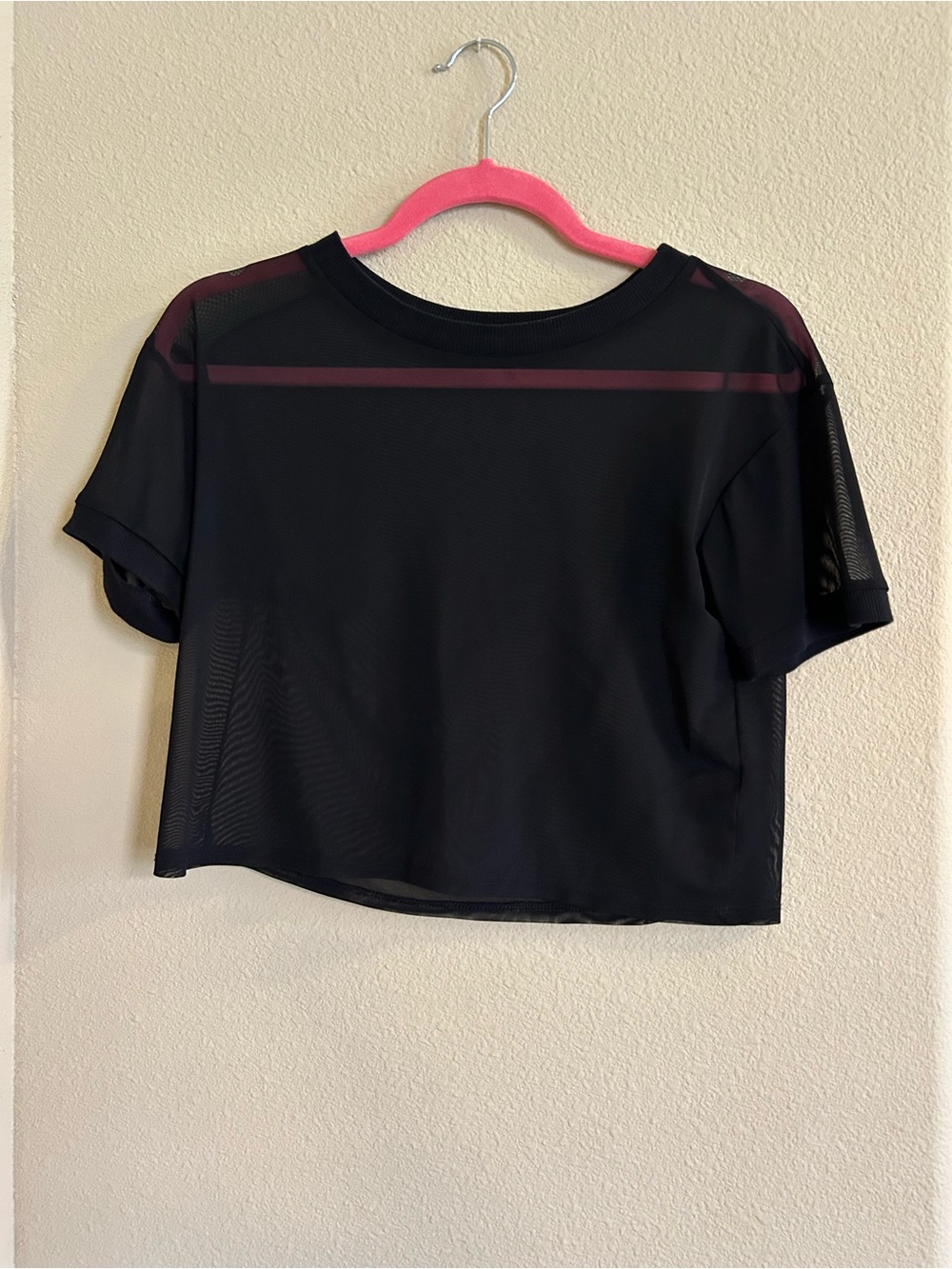 Sheer Black Cropped Mesh Top- Women Tops